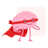 Petit cerveau illustration qui est déguisé en super héros des réseaux sociaux